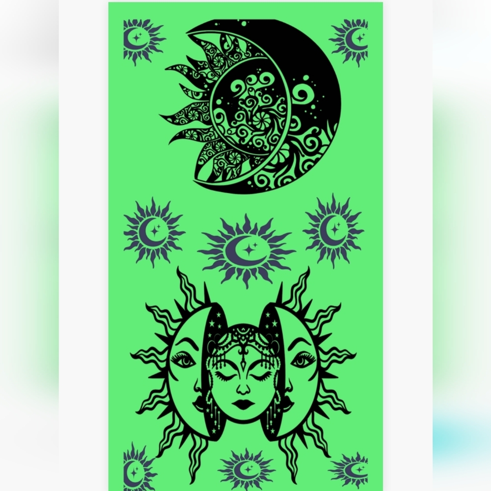 Green&Black Celestial Stickers 4 Sheets MadebyMe❤️ If You Have Any Requests Lmk